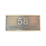 Vintage Bronze Plaque Metal Building Name Address Number Plaque Hotel Villa House