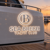 Custom Boat Name Sign with Hailing Port | 316 Stainless Side-Lit Yacht Lettering