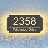 Vintage Illuminated Address Plaque Rectangle Arc House Number Address Street Numbers