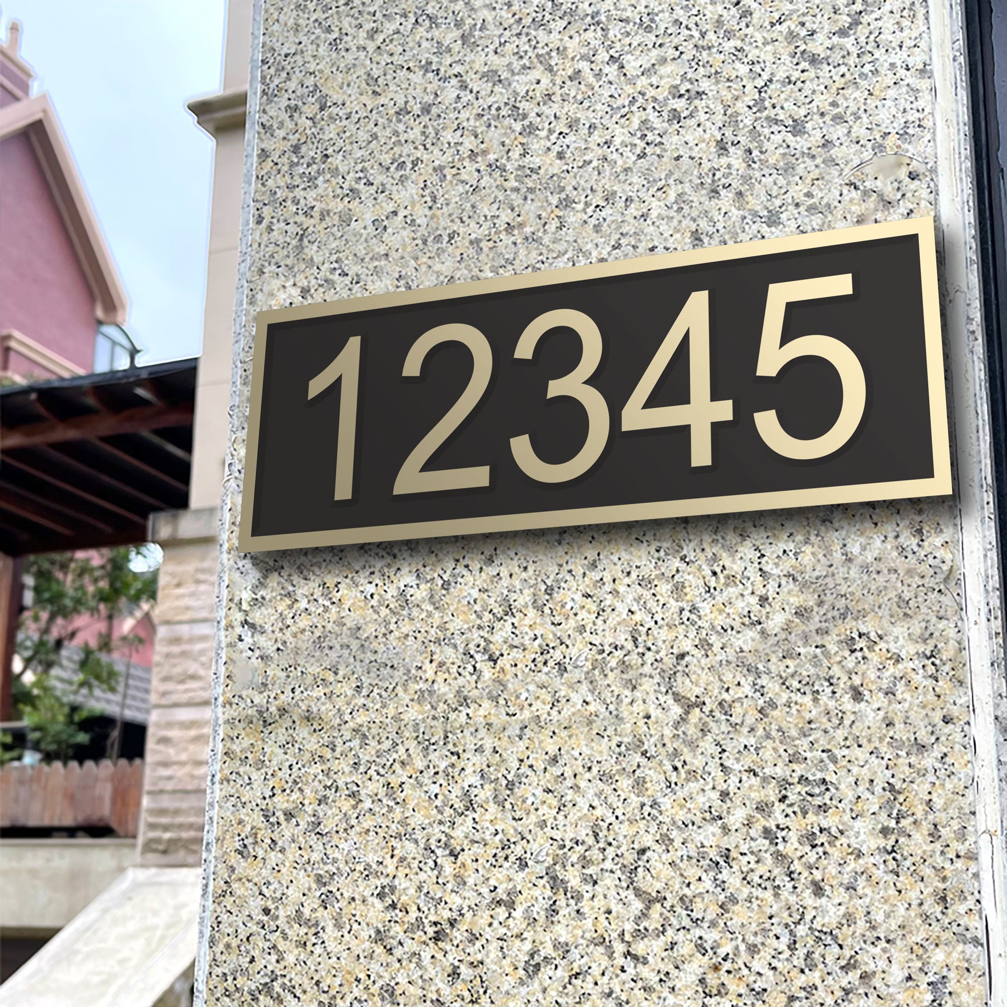 Bronze Plaque Long Rectangular House Number Address Signage Hotel Vill ...