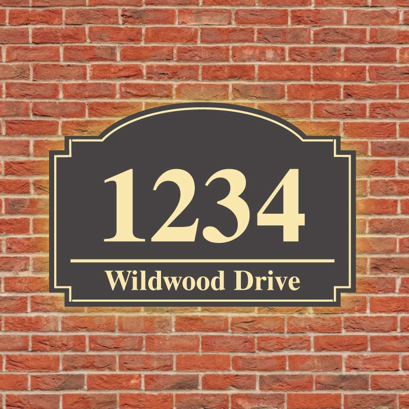 Vintage Illuminated Address Plaque Circular Arc House Number Address Street Numbers