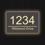 Modern Lit Up Address Plaque Rectangle House Number Address Street Numbers
