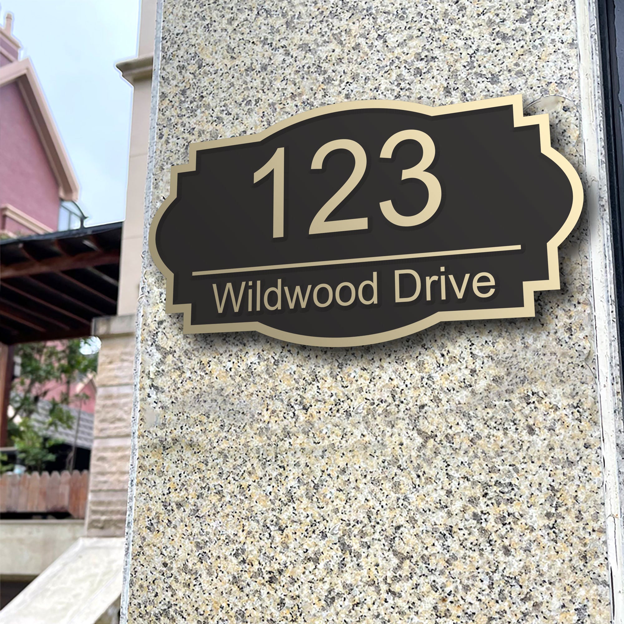 Villa Number Sign Metal Address Plaque Vintage Bronze Signage Hotel Villa House Numbers ...