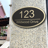 Vintage Oval Address Plaque Metal Bronze Signage Hotel Villa House Numbers