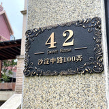 Metal Address Plaque Bronze Plaque Gate Sign Hotel Villa Building House Number