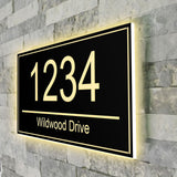 Modern Lit Up Address Plaque Rectangle House Number Address Street Numbers