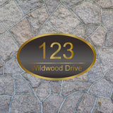 Vintage Oval Address Plaque Metal Bronze Signage Hotel Villa House Numbers