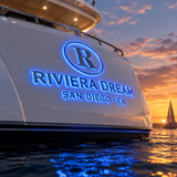 Custom Boat Name Sign with Hailing Port | 316 Stainless Side-Lit Yacht Lettering