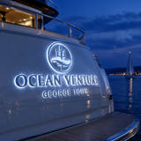 Custom Boat Name Sign with Hailing Port | 316 Stainless Side-Lit Yacht Lettering