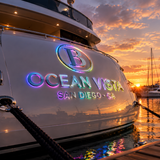 Custom Boat Name Sign with Hailing Port | 316 Stainless Side-Lit Yacht Lettering