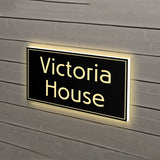 Illuminated Modern House Sign Metal Address Name lighted Sign