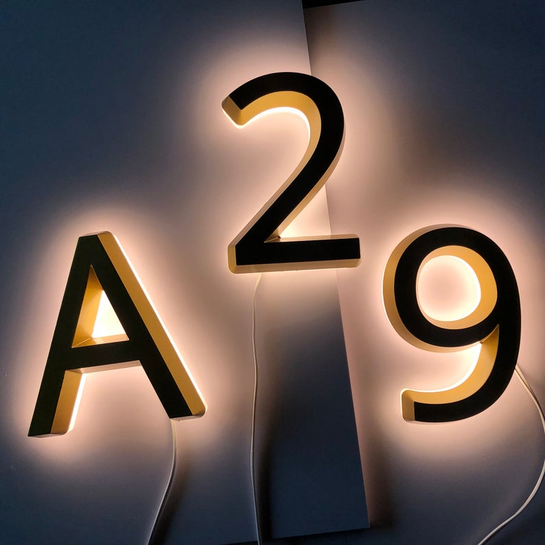 Home Led Numbers Acrylic Led House Numbers Front & Back Light 3D Address Numbers – Cozyle