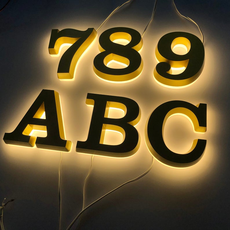 Led Number Front Acrylic Led House Numbers Front & Back Light 3D Address Numbers – Cozyle