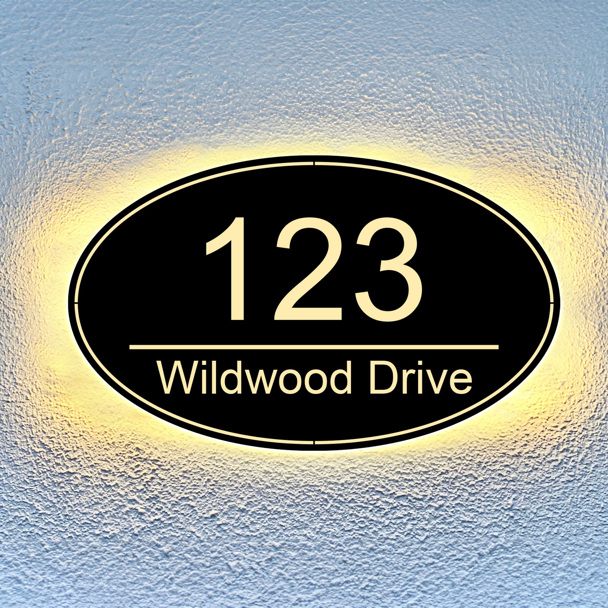 Oval Address Plaque Light Up Address House Numbers Plaque Bright