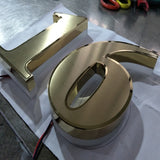 Custom surface Titanized golden color stainless steel light-lit 3D letters numbers