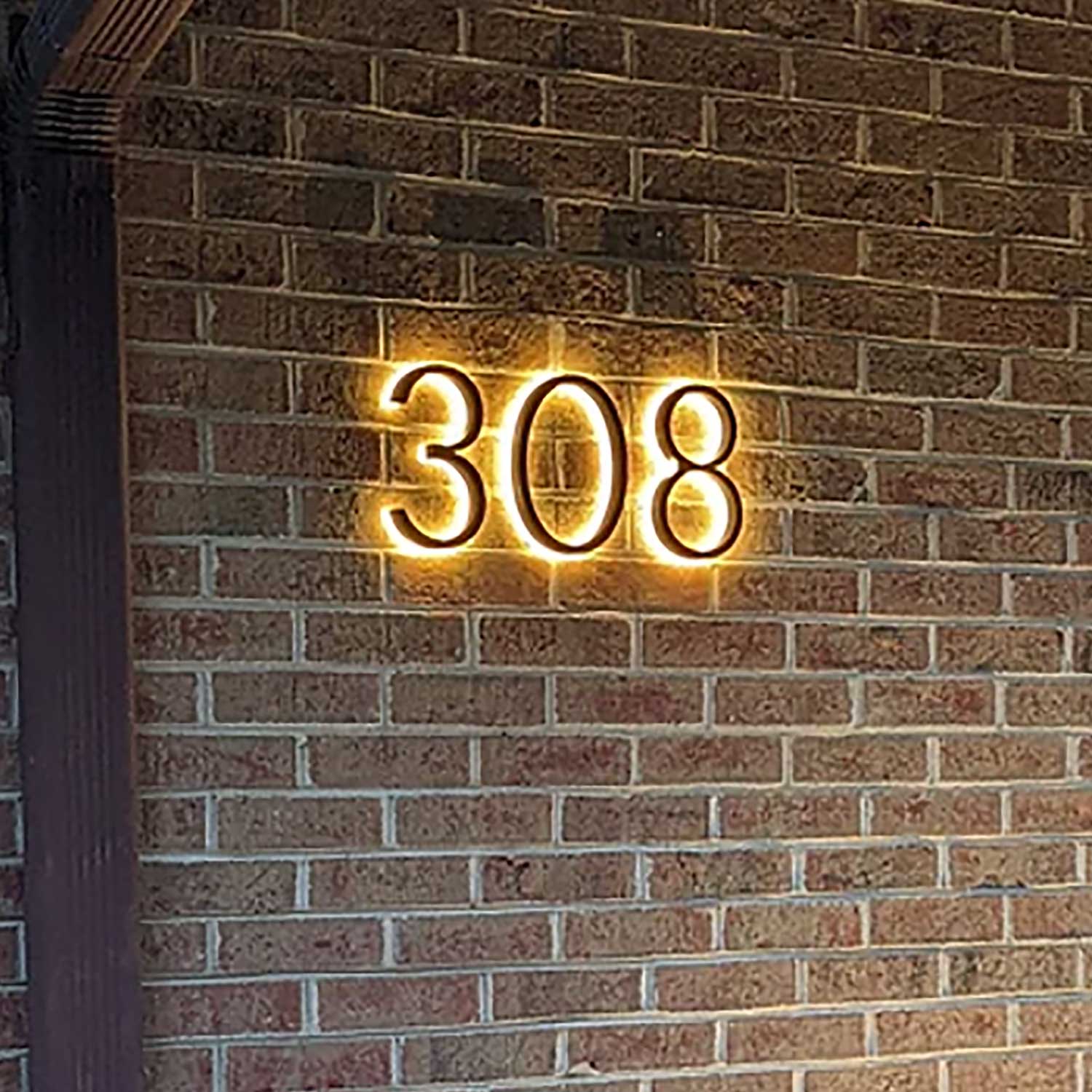 Backlit Number with Light Metal Address Numbers Halo Lighting