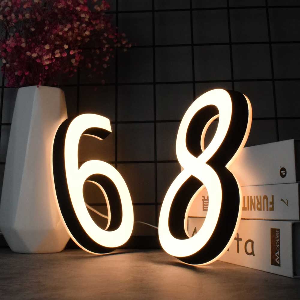 Home Led Numbers Acrylic Led House Numbers Front & Back Light 3D Address Numbers – Cozyle
