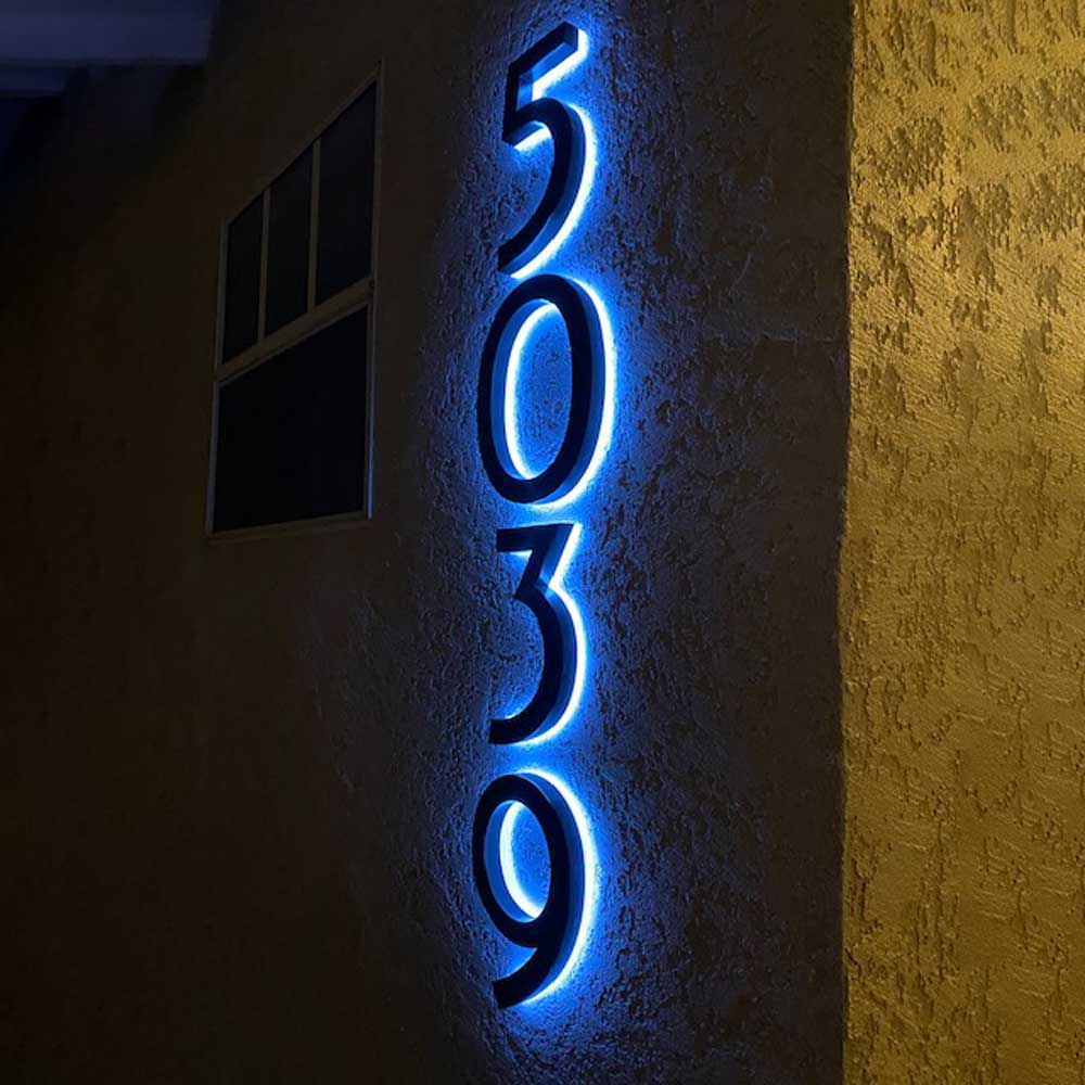 Red Led Address Numbers Big House Number Metal Backlit Modern Led Address Numbers – Cozyle