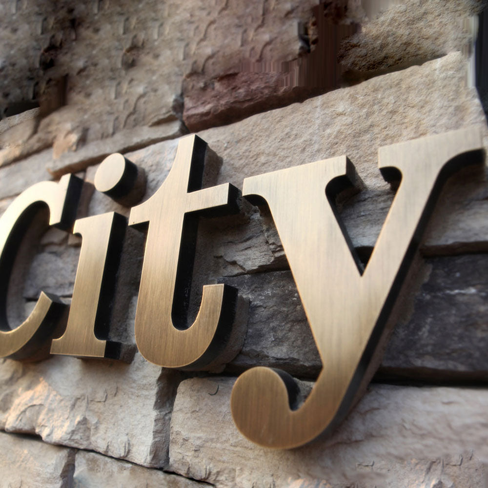 Nonilluminated 3D Stainless Steel Cut Out Letter Signs Building Name