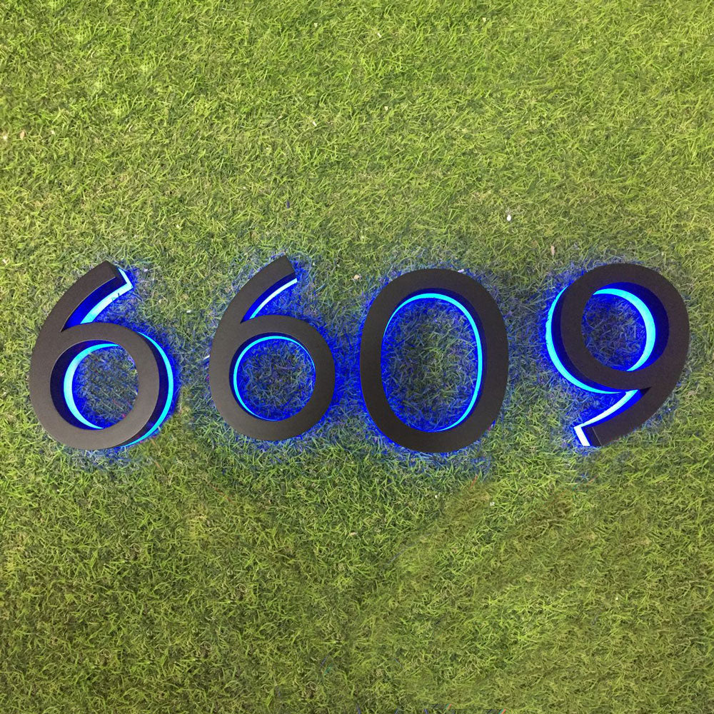 Illuminated House Number 3D Metal Address Numbers Back Lighting