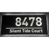 Illuminated Matt Stainless Steel Door Number with LED lighting Plaque.