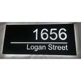 Illuminated Matt Stainless Steel Door Number with LED lighting Plaque.