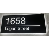 Illuminated Matt Stainless Steel Door Number with LED lighting Plaque.