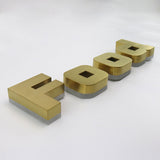 Custom laser cut 3D LED hanging golden sign visible at night personalized company sign