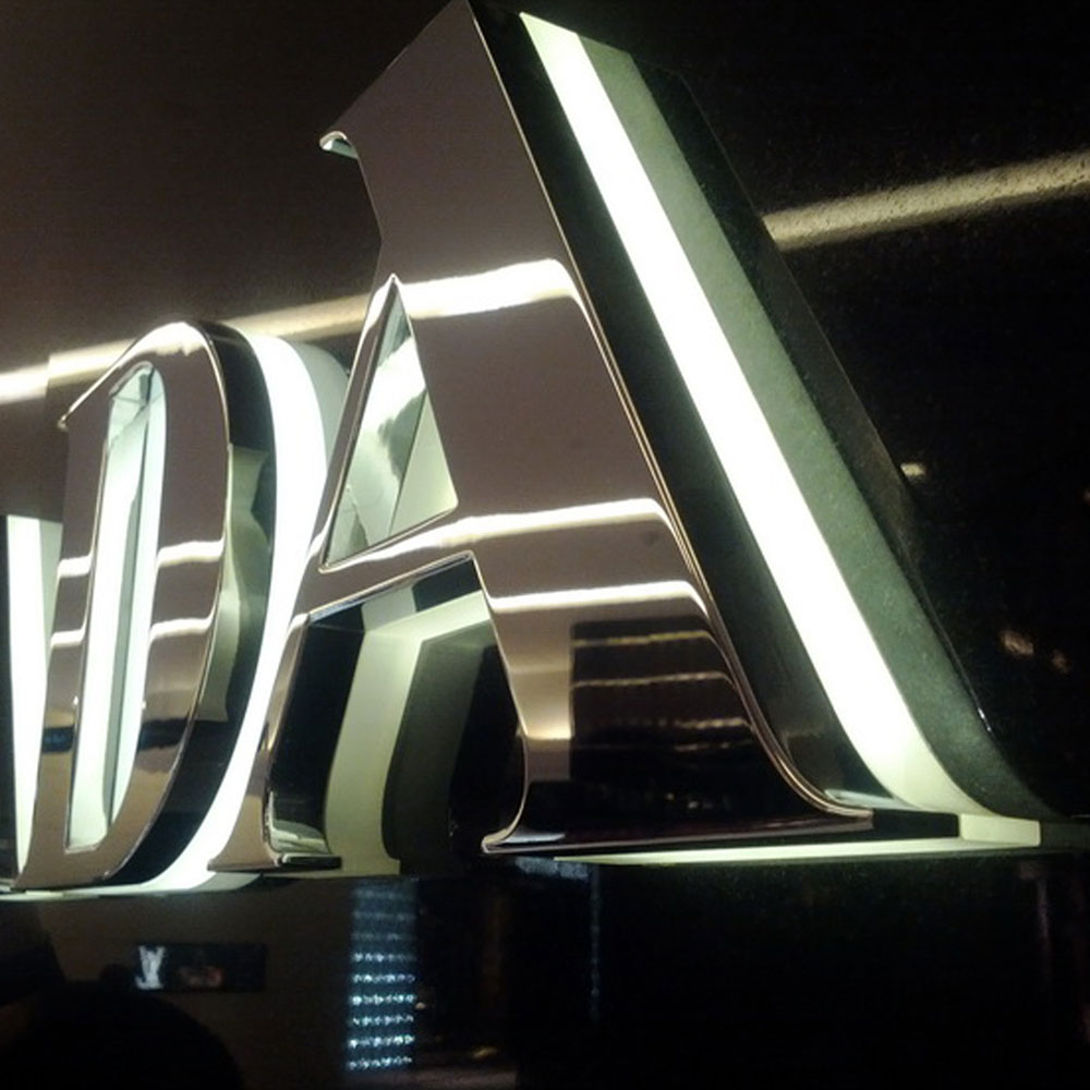 Reverse Led Signage Brilliant Backlit Metal Logo Signs Halo Reverse Light Outlet Logo Sign ...