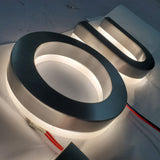 Backlit Brushed Stainless Steel Raised 3D Channel Letter Sign, Illuminated Logo Sign