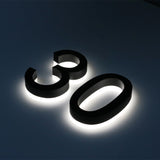 Fabricated Illuminated LED stainless steel acrylic backlit halo house numbers