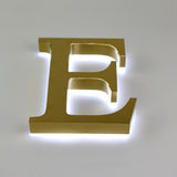 Mirror gold stainless steel halo lit room hotel number signs illuminated signage