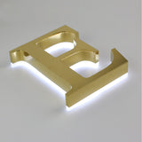 Mirror gold stainless steel halo lit room hotel number signs illuminated signage