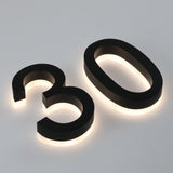 Fabricated Illuminated LED stainless steel acrylic backlit halo house numbers