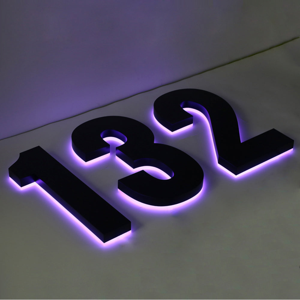 Waterproof RGB lighting sign Illuminated stainless steel elegant house numbers