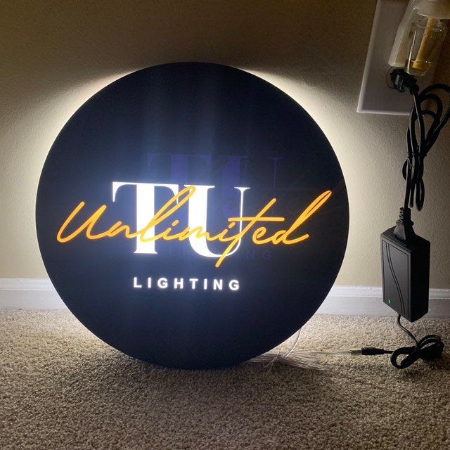 Custom Backlit Business Sign Round Led Lights Logo Signage Indoor Wall ...