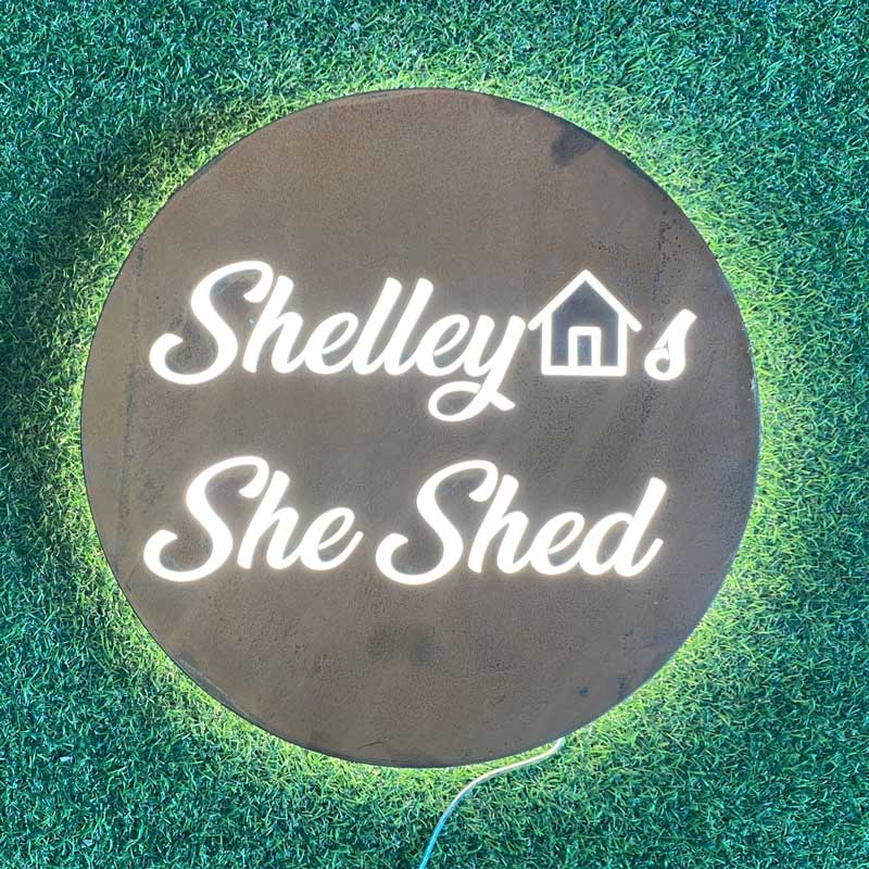 Stainless Steel Hollow Out Light Box Signage Home Bar She Shed Man Cave