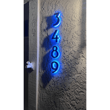 Modern House Number Vertical With Backlight Outdoor Address LED Metal Sign